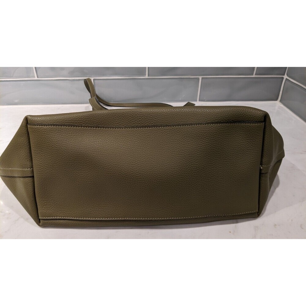 Coach Large Market Tote Pebbled Leather Army Green Turn Lock  #F58849 EXCELLENT! - Picture 13 of 14